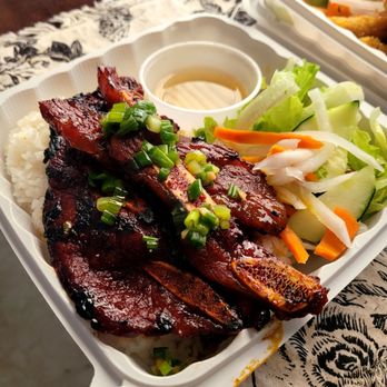 Grilled Pork Ribs Takeout Box with Rice